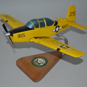 Beechcraft T-34 Mentor US Navy hand carved and painted mahogany wood airplane model