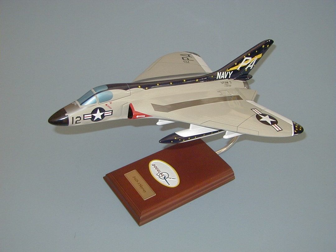 Douglas F4D Skyray Navy Fighter Airplane Model Hand Carved Mahogany ...