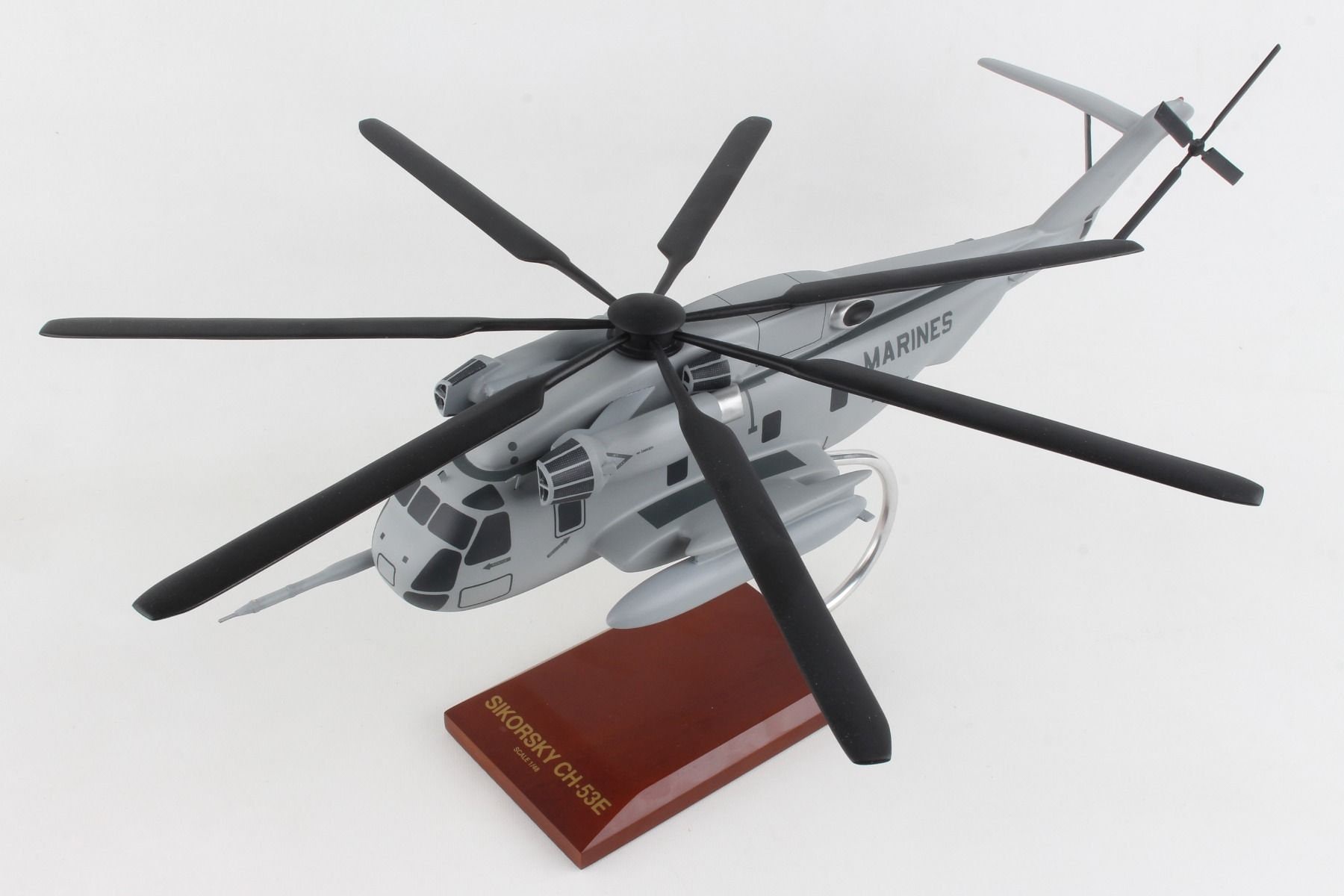 Sikorsky CH-53E Sea Stallion Marine Corps helicopter model hand carved mahogany wood replica desktop display