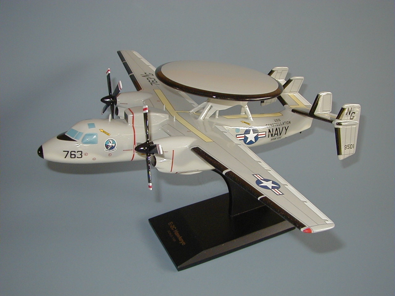Grumman E-2C Hawkeye US Navy AWACS Warning Aircraft Hand Carved
