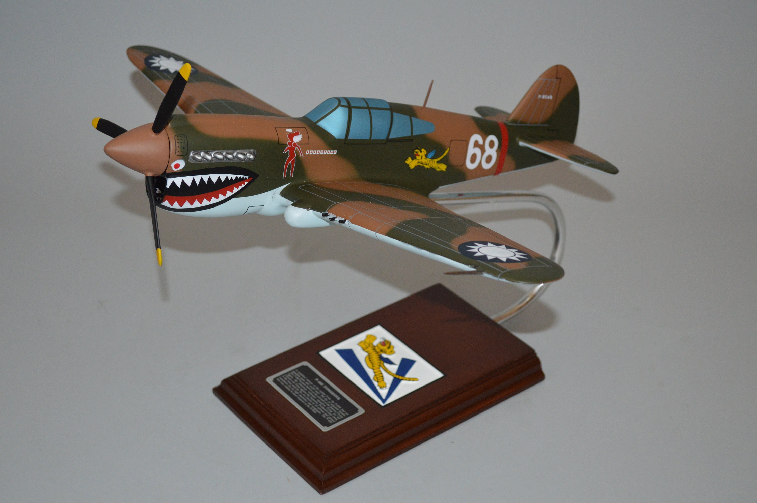 Curtiss P-40 Warhawk Flying Tigers AVG China Mahogany Wood