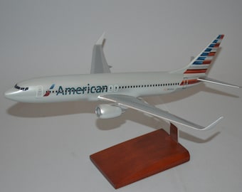 Boeing 737-800 American Airlines hand carved mahogany wood replica desktop display airplane model