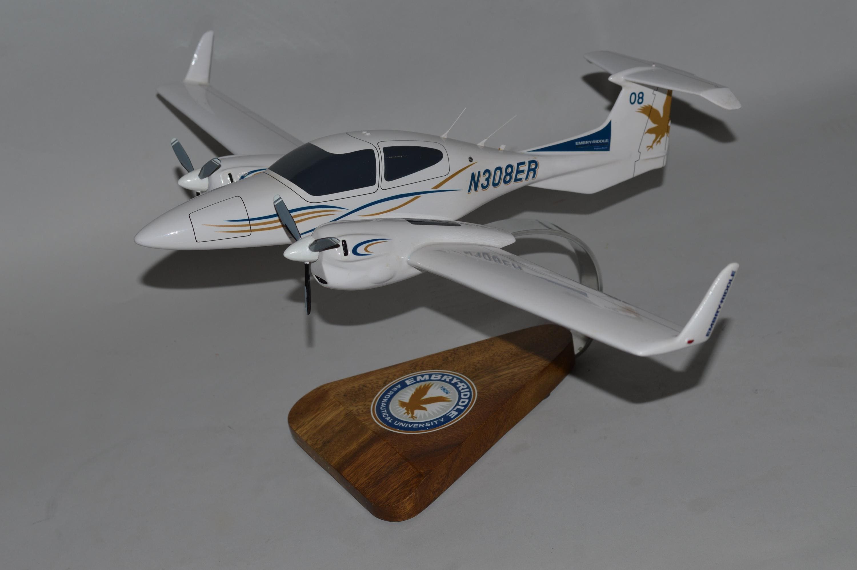 Embry Riddle Desktop Diamond DA-42 Twin Star Embry Riddle Hand Carved Mahogany Wood Replica ...