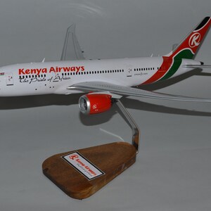 Boeing 787 Dreamliner Kenya Airways airplane model hand carved mahogany wood replica desktop display aircraft