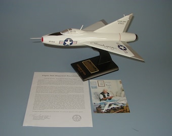 XF-92 Convair NASA test aircraft SIGNED by Chuck Yeager model hand carved mahogany wood replica desktop display