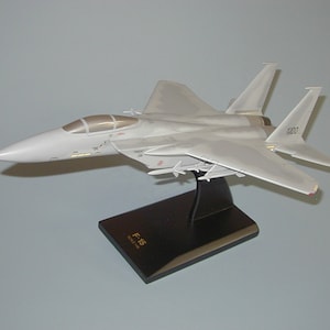 McDonnell Douglas F-15 Eagle USAF model hand carved mahogany wood replica desktop display