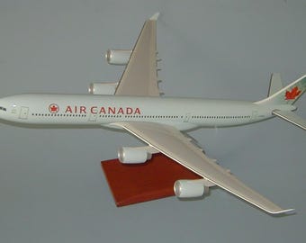 Airbus 340 A340-500 Air Canada Airplane Model Hand Carved Mahogany