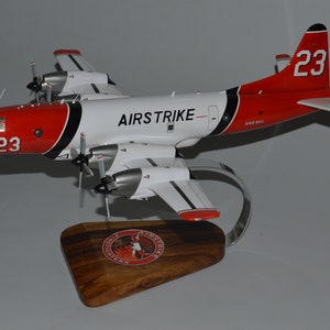 Lockheed P-3 Orion Air Strike fire fighting plane hand carved mahogany wood replica desktop display airplane model