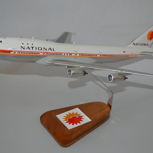 Boeing 747-200 National Airlines hand carved mahogany wood replica desktop display airplane model