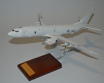 Boeing P-8 Poseidon ASW maritime patrol Navy airplane model hand carved mahogany wood replica desktop display