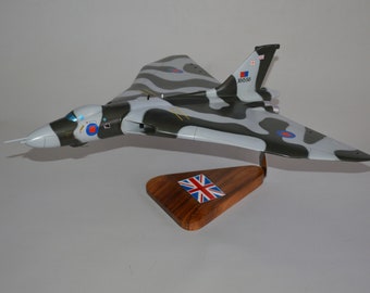 Avro Vulcan strategic bomber used by the RAF Royal Air Force airplane model hand carved mahogany wood replica desktop display