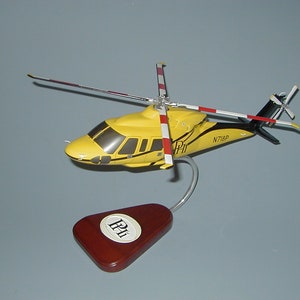 Sikorsky S-76 PHI helicopter airplane model hand carved mahogany wood replica desktop display