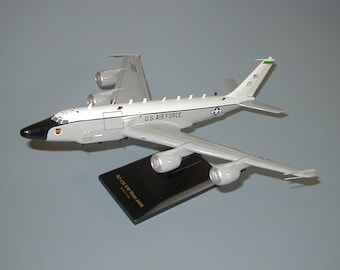 Boeing RC-135 Rivet Joint USAF CFM engines aircraft hand carved and painted mahogany wood airplane aviation desktop display model