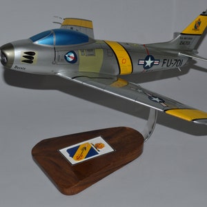 North American F-86 Sabre USAF Korean War fighter plane model hand carved mahogany wood replica desktop display