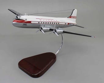 Douglas DC-4 Western Airlines hand carved mahogany wood replica desktop display airplane model