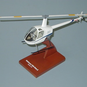 Robinson R-22 R22 helicopter airplane model hand carved mahogany wood replica desktop display