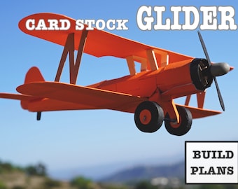 Biplane Card Stock Glider Plans with Instructions (PDF raster files)