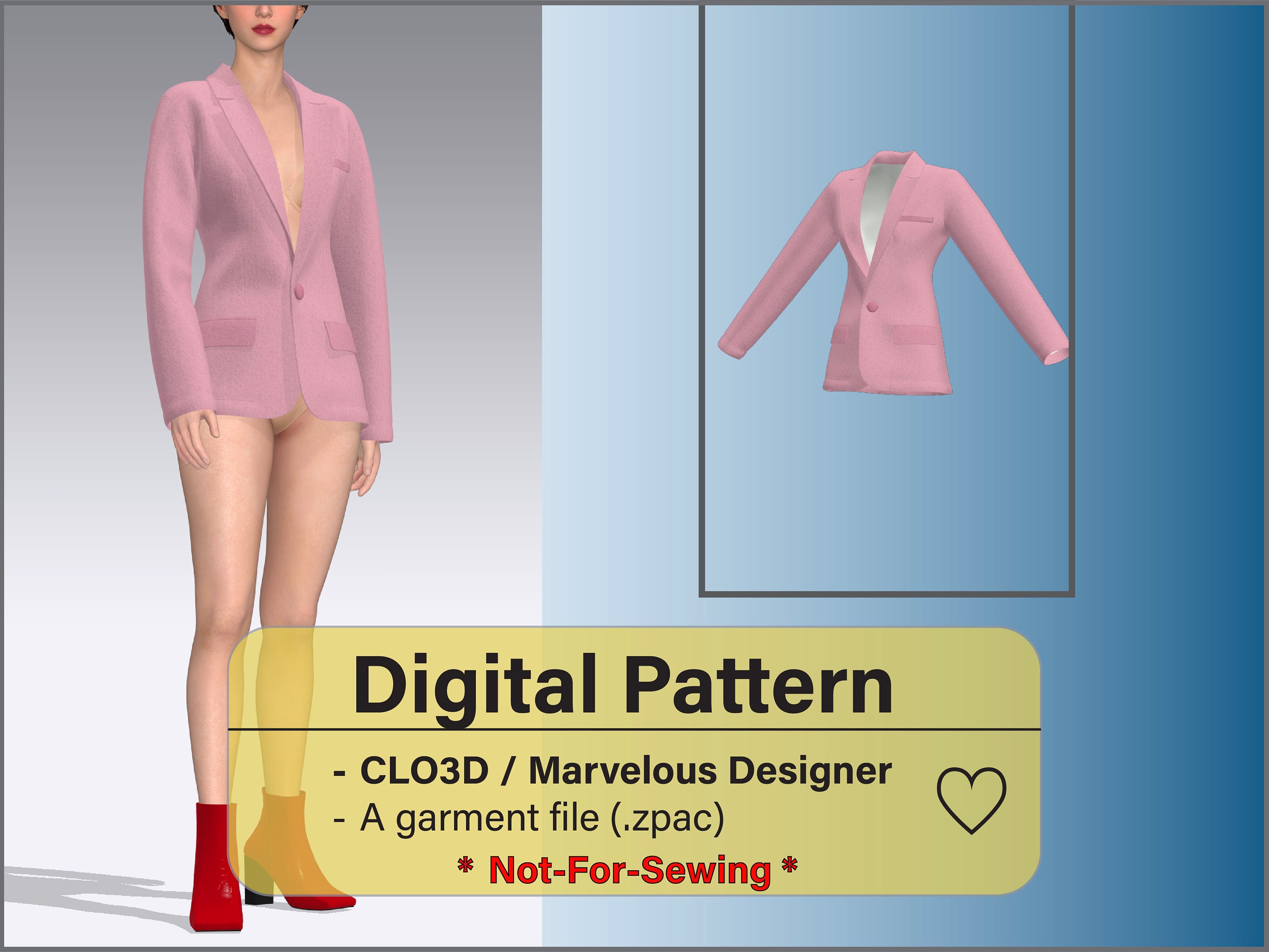 ATTACHMENT Long Mods coat size3 【sample】 Digital Pattern: Woman Blazer With Lining and Shoulder Pads