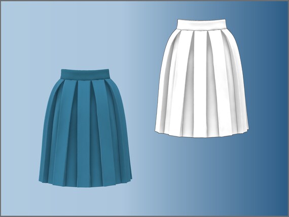 A Basic Box Pleated Skirt Pattern DXF PDF for Clo3d ai Etsy UK