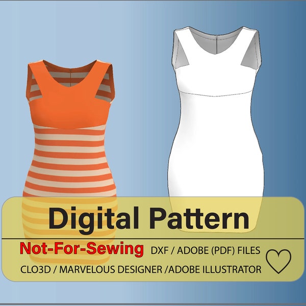 Sleeveless Dress Knit Pattern DXF/PDF for CLO3D/Ai