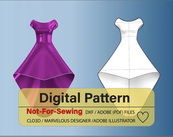 Backdrop Dress Pattern DXF/PDF format for CLO3D/Ai