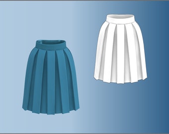 A Basic Box Pleated Skirt Pattern DXF/PDF for CLO3D/Ai