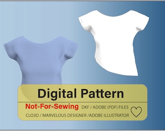 Basic Kimono Top Schnittmuster DXF/PDF für CLO3D/Ai