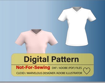 Women’s Basic Loose Fitted Top Patterns DXF/PDF for CLO3D/Ai