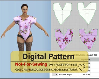 Women’s Basic Asymmetrical Top Pattern DXF/PDF for CLO3D/Ai