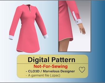 Basic Top mit Ärmel Manschette Schnittmuster Kleidungsstück Datei für CLO 3D | Wunderbarer Designer