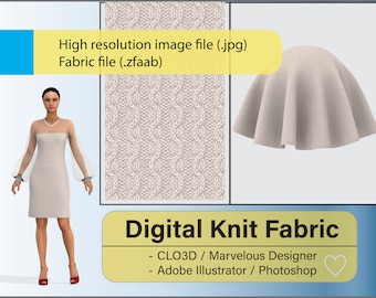 Digitaler nahtloser weißer Zopfmusterstoff 0001 - Digital Textile