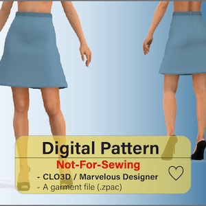 Digital Basic Skirt Pattern Garment File for CLO 3D | Marvelous Designer
