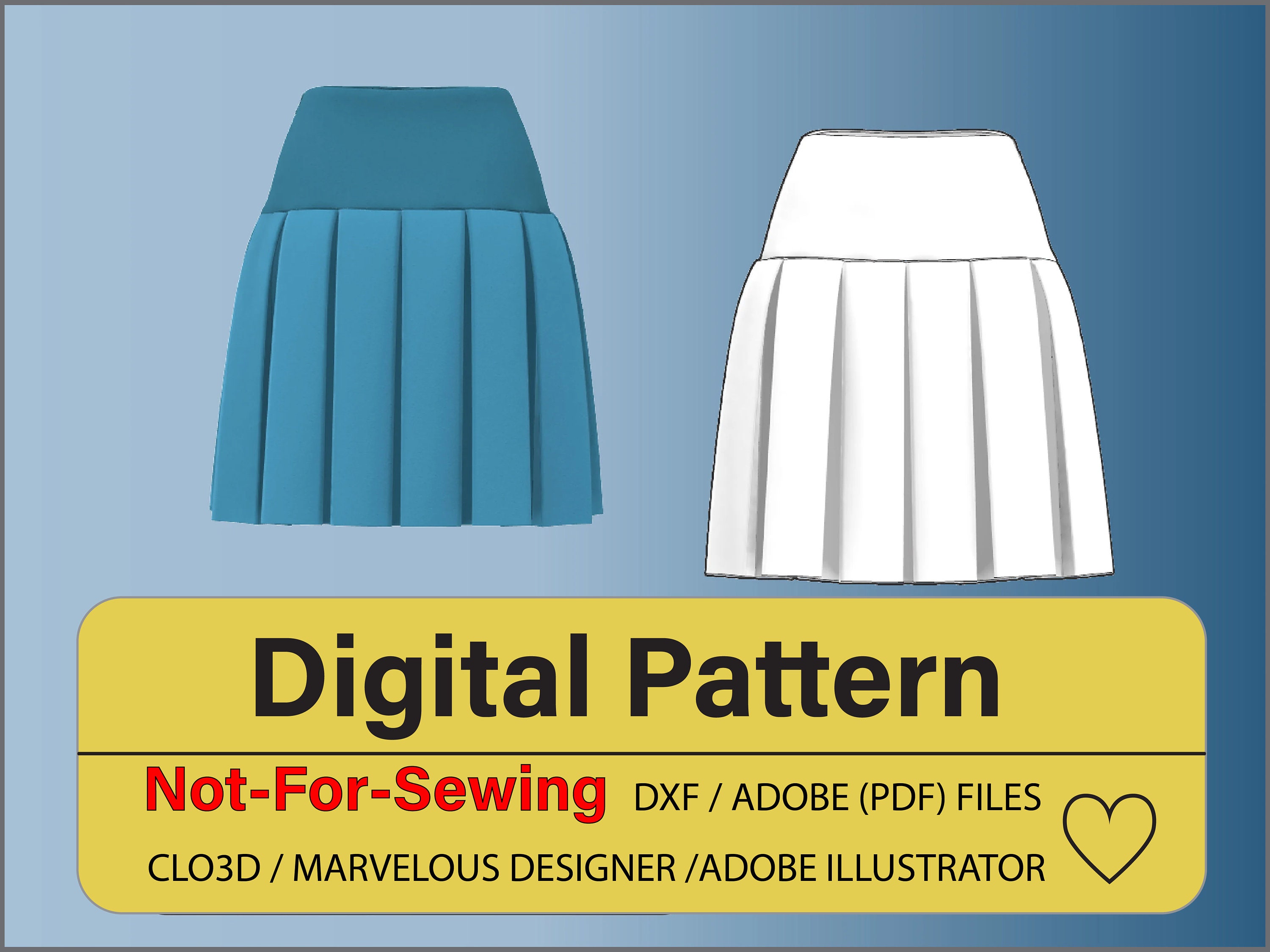 A Box Pleated Skirt/yoke Pattern DXF/PDF for Clo3d/ai - Etsy A Box Pleated Skirt/yoke Pattern DXF/PDF for Clo3d/ai - Etsy