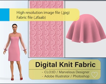 Digital Seamless Pink cable knit fabric 0001 - Digital Textile