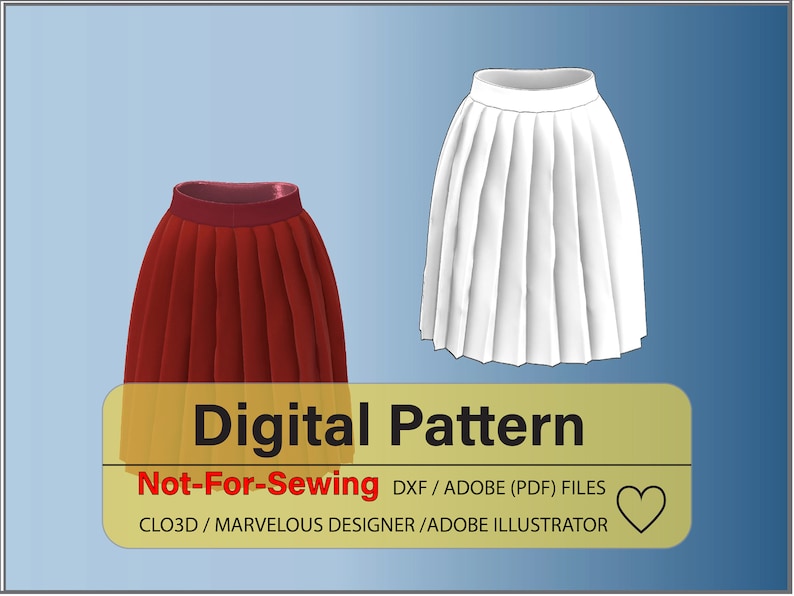 Basic Knife Pleated Skirt Pattern DXF/PDF for Clo3d/ai Etsy