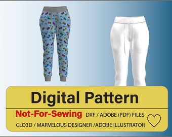 Perfect Sweat Pants with Side Pockets E-Pattern for CLO3D/Ai