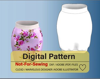 Reversible Short Skirt Pattern DXF/PDF for CLO3D/Ai
