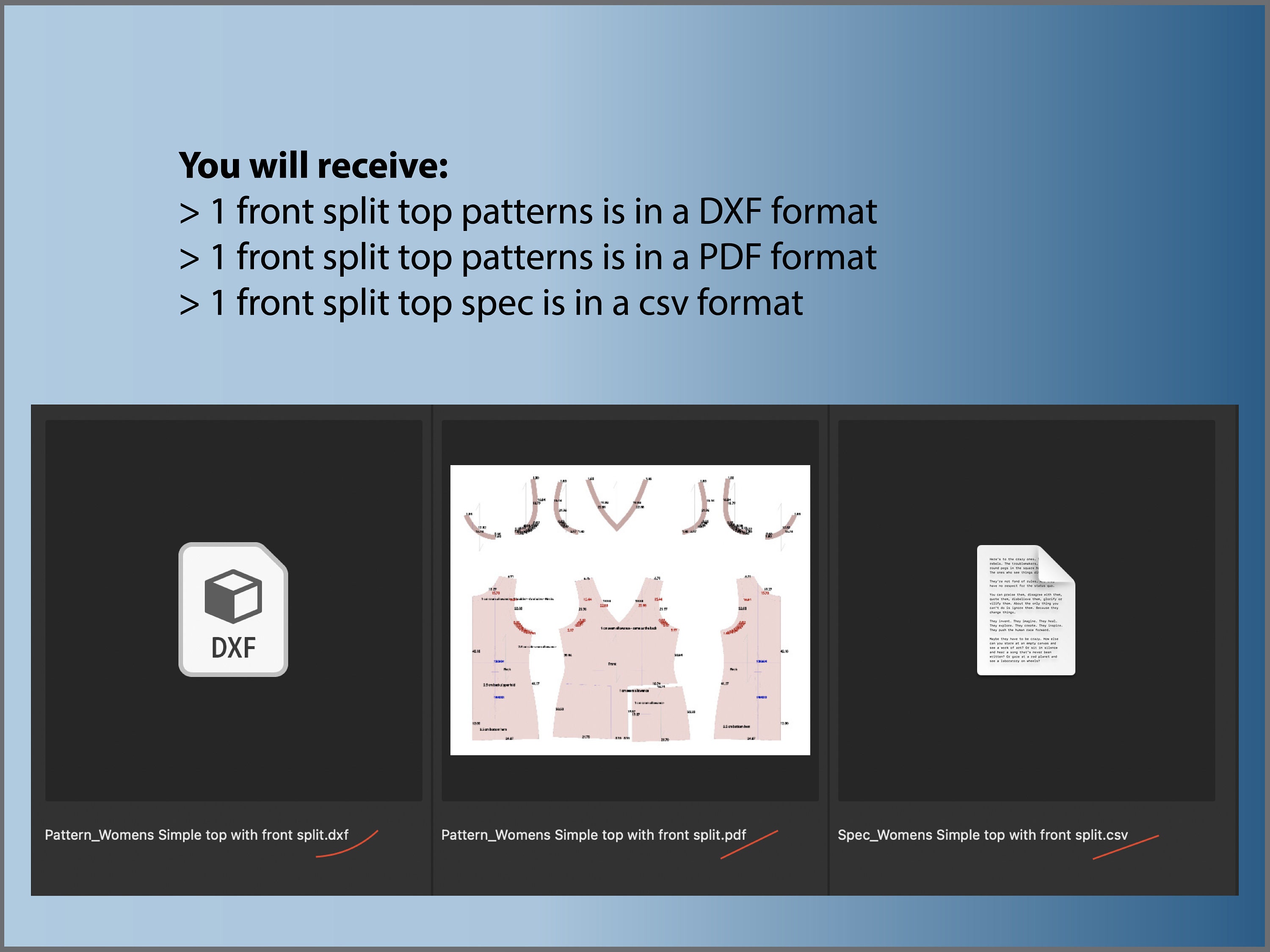 Splitting Pattern Design Womens Basic Top Front Split Pattern DXF/PDF for Clo3d/ai - Etsy