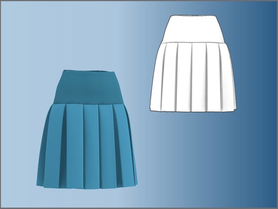 A Box Pleated Skirt/yoke Pattern DXF/PDF for Clo3d/ai - Etsy