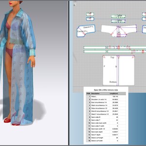 Silk Chiffon Kimono Robe Pattern DXF/PDF for Clo3d/ai - Etsy