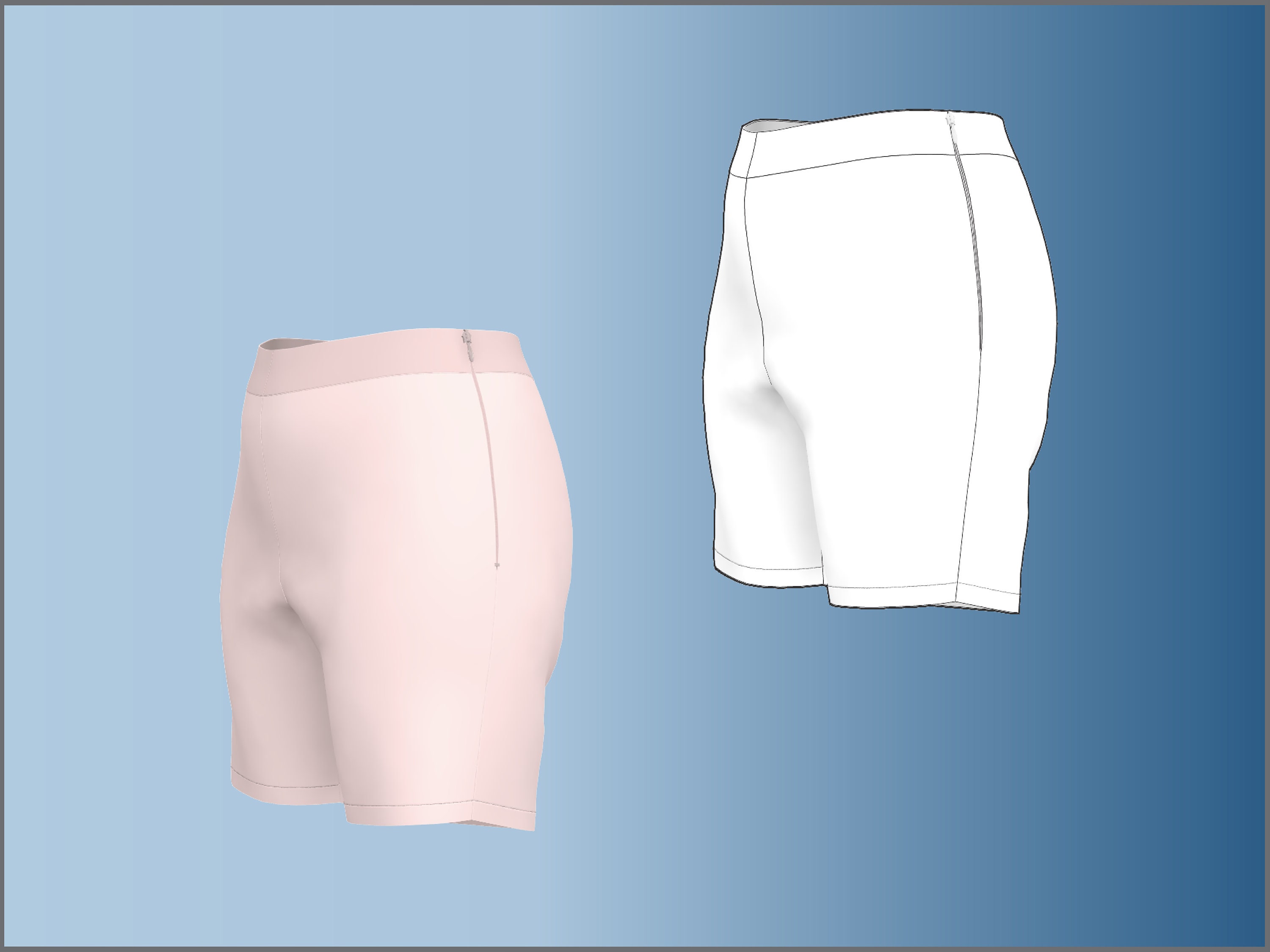 Women’s Simple Shorts Side Zipper Pattern DXF/PDF for Clo3d/ai - Etsy