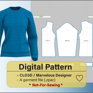 Digital Pattern: Woman Knit Sweater Pattern/CLO3D/Marvelous Designer
