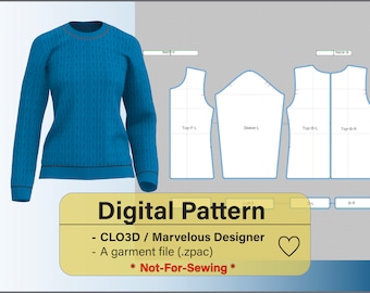 Digital Pattern: Woman Knit Sweater Pattern/CLO3D/Marvelous Designer