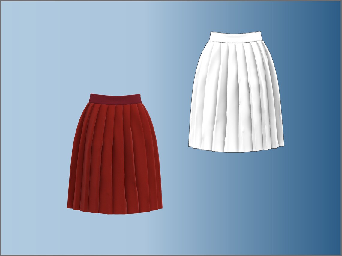 Basic Knife Pleated Skirt Pattern DXF/PDF for Clo3d/ai Etsy