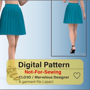 Digital Knife Pleated Skirt Pattern Garment File for CLO 3D | Marvelous Designer
