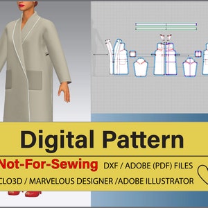 Woman Bathrobe Pattern DXF/PDF for CLO3D/Ai