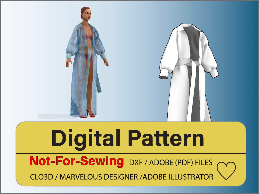 Silk Chiffon Kimono Robe Pattern DXF/PDF for Clo3d/ai - Etsy