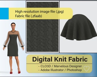 Digital Seamless Schwarz Zopfmuster 0003 - Digital Textile