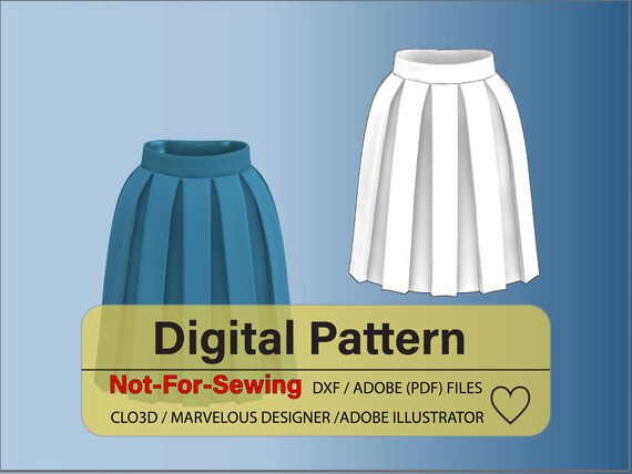A Basic Box Pleated Skirt Pattern DXF/PDF for Clo3d/ai - Etsy