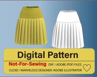Basic Knife Pleated Skirt EPattern DXF/PDF for CLO3D/Ai Is Not for Sewing